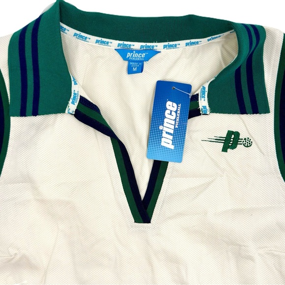 PRINCE Pickleball Sleeveless Pleated Dress Off White with Green Trim M - NWT - Picture 3 of 5